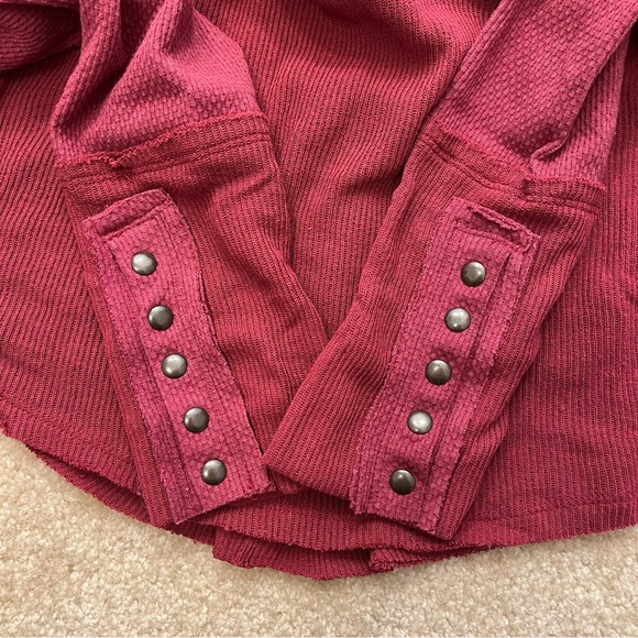 Free People We The Free JoJo Off Beat Long Sleeve Shirt Womens M Knit Thermal - Picture 8 of 11